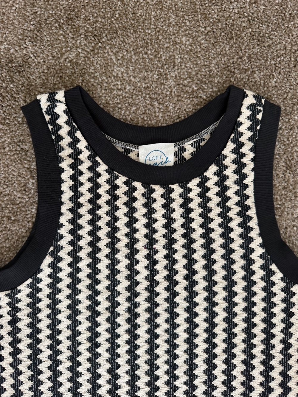 LAST CHANCE ☀️ NWOT LOFT Black and White Zigzag Sleeveless Midi Dress - Picture 9 of 14